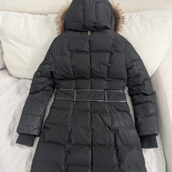 Mackage Kay Long Black Puffer Coat with Fur Trim - Picture 2 of 9